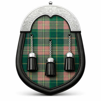 Handmade Gallagher tartan sporran with traditional Scottish design worn with kilt