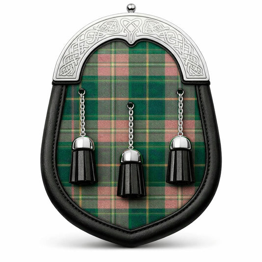 Handmade Gallagher tartan sporran with traditional Scottish design worn with kilt