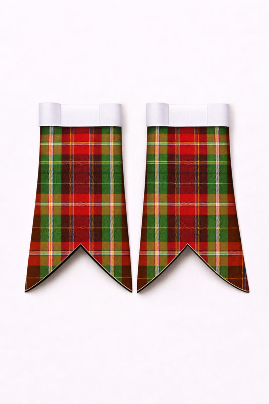 Handmade Gibson tartan flashes paired with traditional Scottish kilt hose