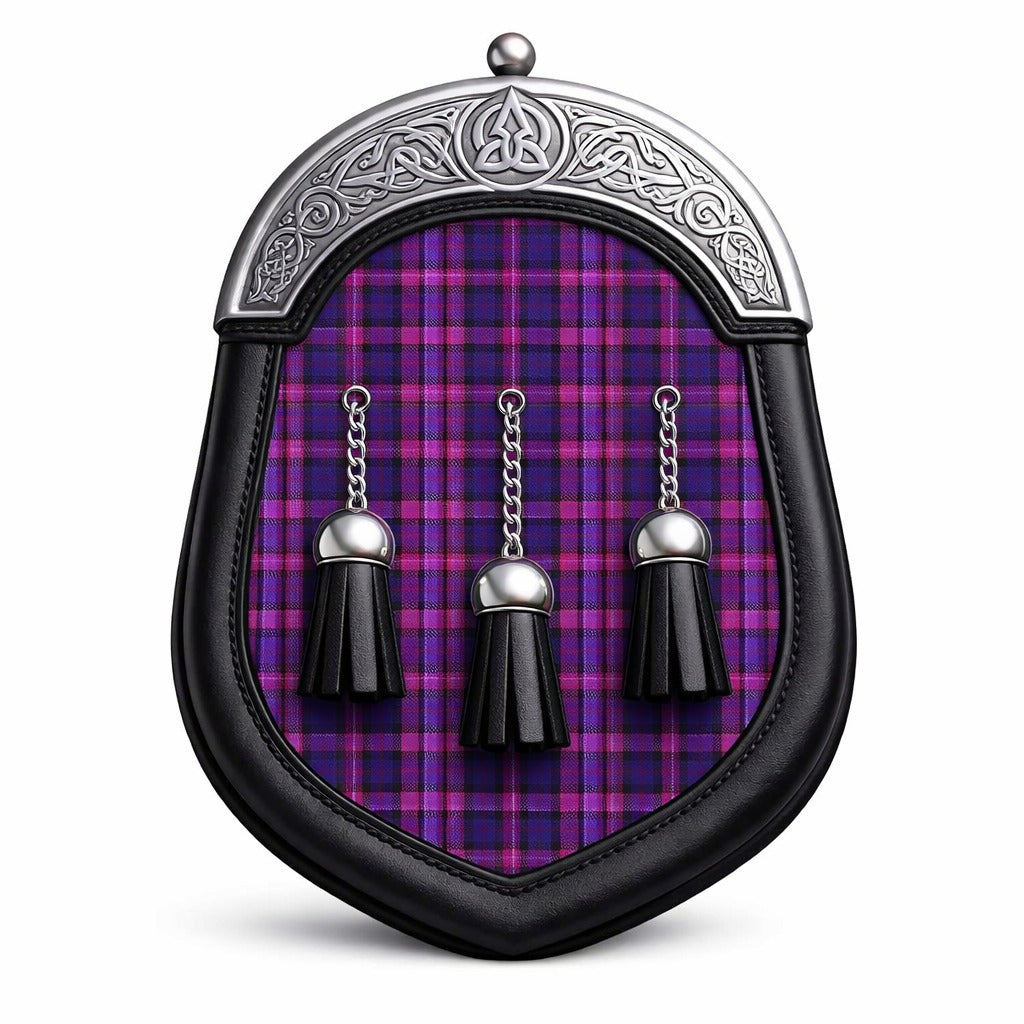 Handmade Gilmour tartan sporran with traditional Scottish design worn with kilt