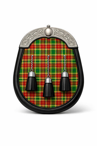 Handmade Harper tartan sporran with traditional Scottish design worn with kilt