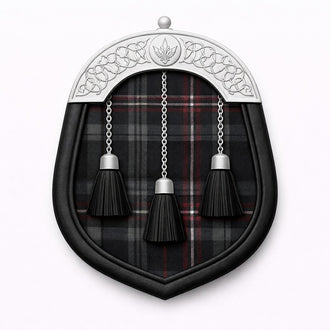 Handmade Hebridean Heather tartan sporran with traditional Highland design for Scottish kilt outfits
