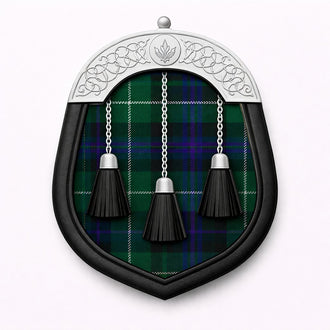 Handmade Hibs tartan sporran with traditional Highland design for Scottish kilt outfits
