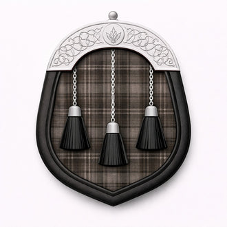 Handmade Highland Granite tartan sporran with traditional Highland design for Scottish kilt outfits
