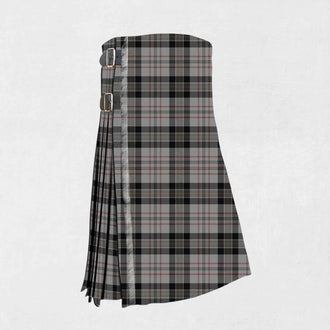 Hand made Harris tartan kilt with green, blue, red, and black check pattern