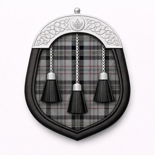 Harris tartan sporran with traditional Highland design for Scottish kilt outfits
