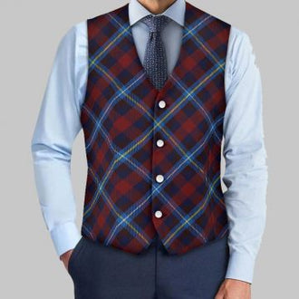 Highland Titles tartan vest traditional Scottish waistcoat worn with kilt outfit