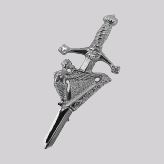 Custom Irish Harp Kilt Pin with Chrome Finish – Traditional Celtic Accessory