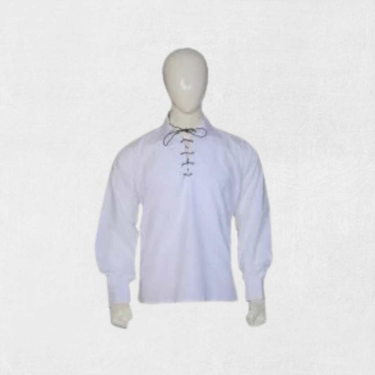White Jacobite Ghillie Kilt Shirt with lace-up front design
