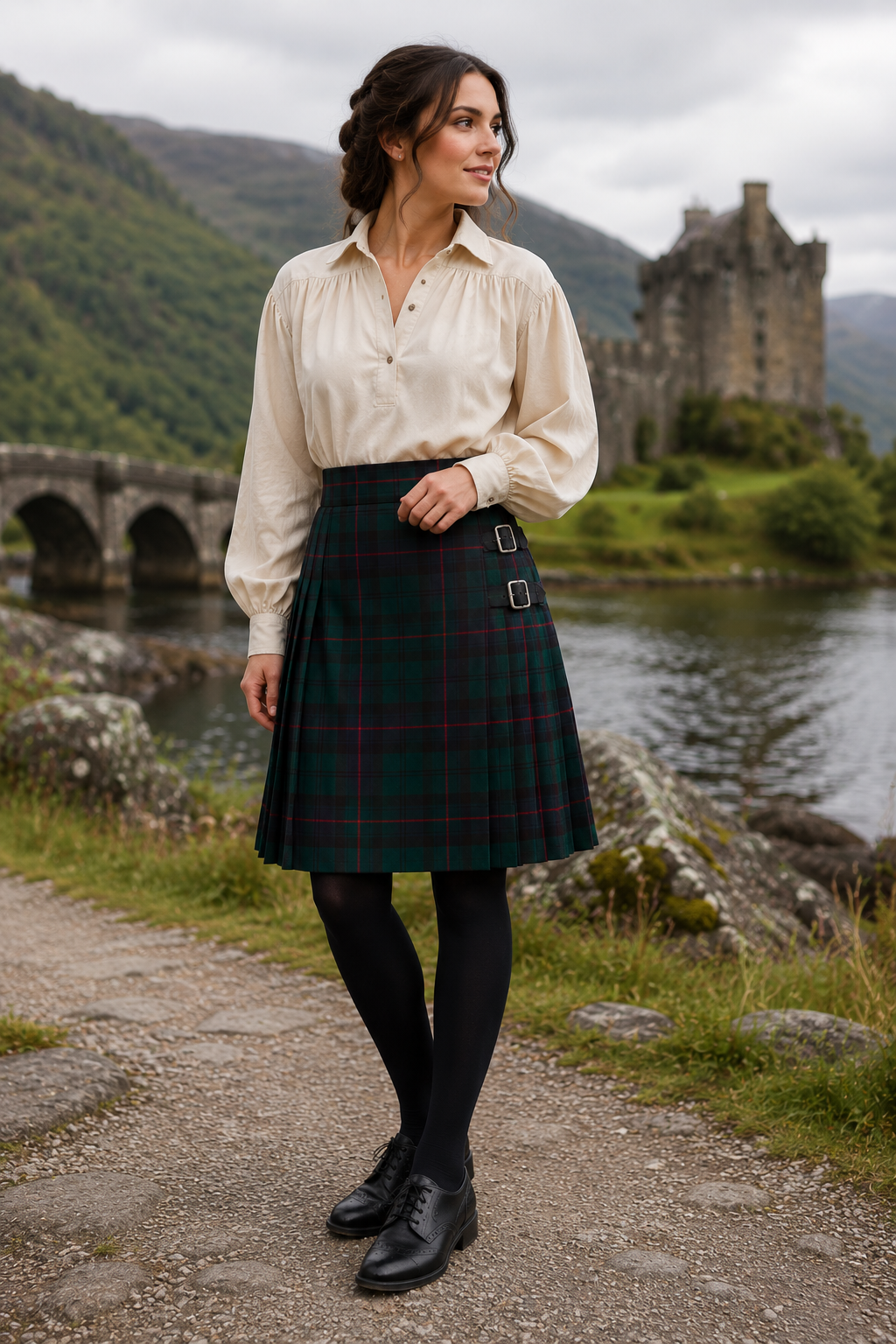 Armstrong Modern Kilt with Rustic Highland Shirt and Black Hose