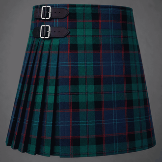 Lochaber Cameron Tartan Kilt featuring authentic Scottish clan tartan with traditional pleated Highland design