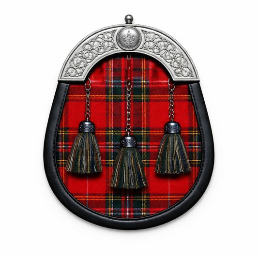 MacGregor tartan sporran in traditional Scottish design with premium leather finish
