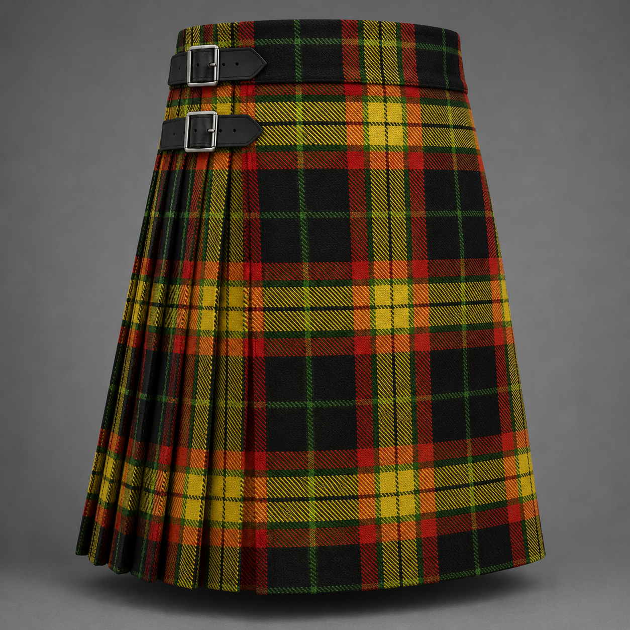 MacMillan Tartan Kilt featuring authentic Scottish clan tartan with traditional pleated Highland design