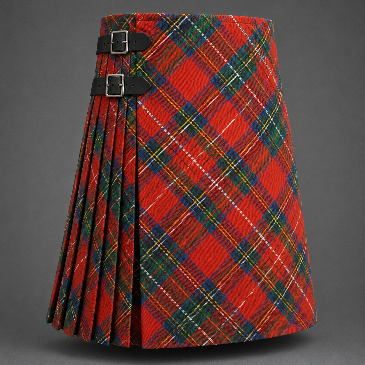 MacPherson Tartan Kilt featuring authentic Scottish clan tartan with traditional pleated Highland design