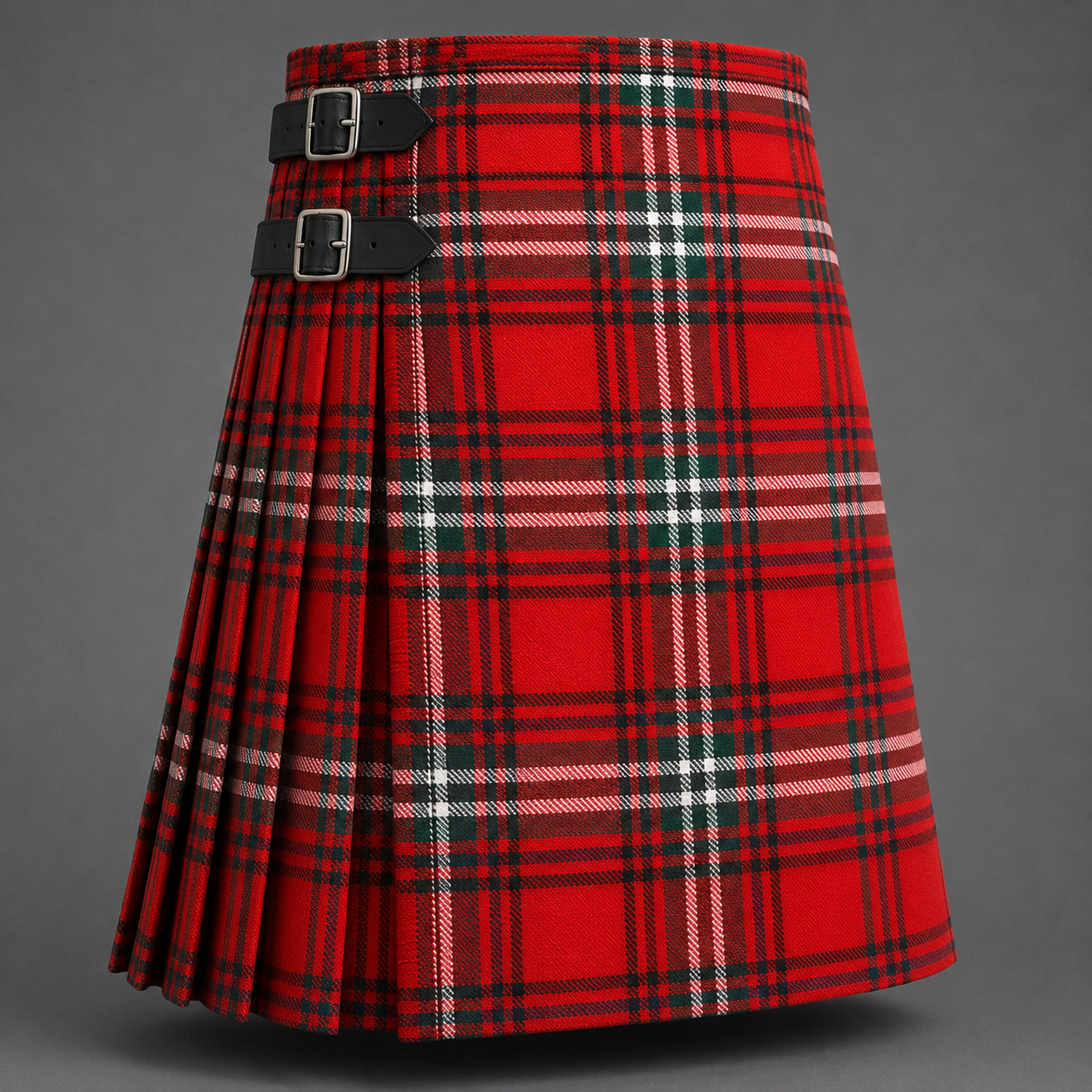 MacRae Tartan Kilt featuring authentic Scottish clan tartan with traditional pleated Highland design