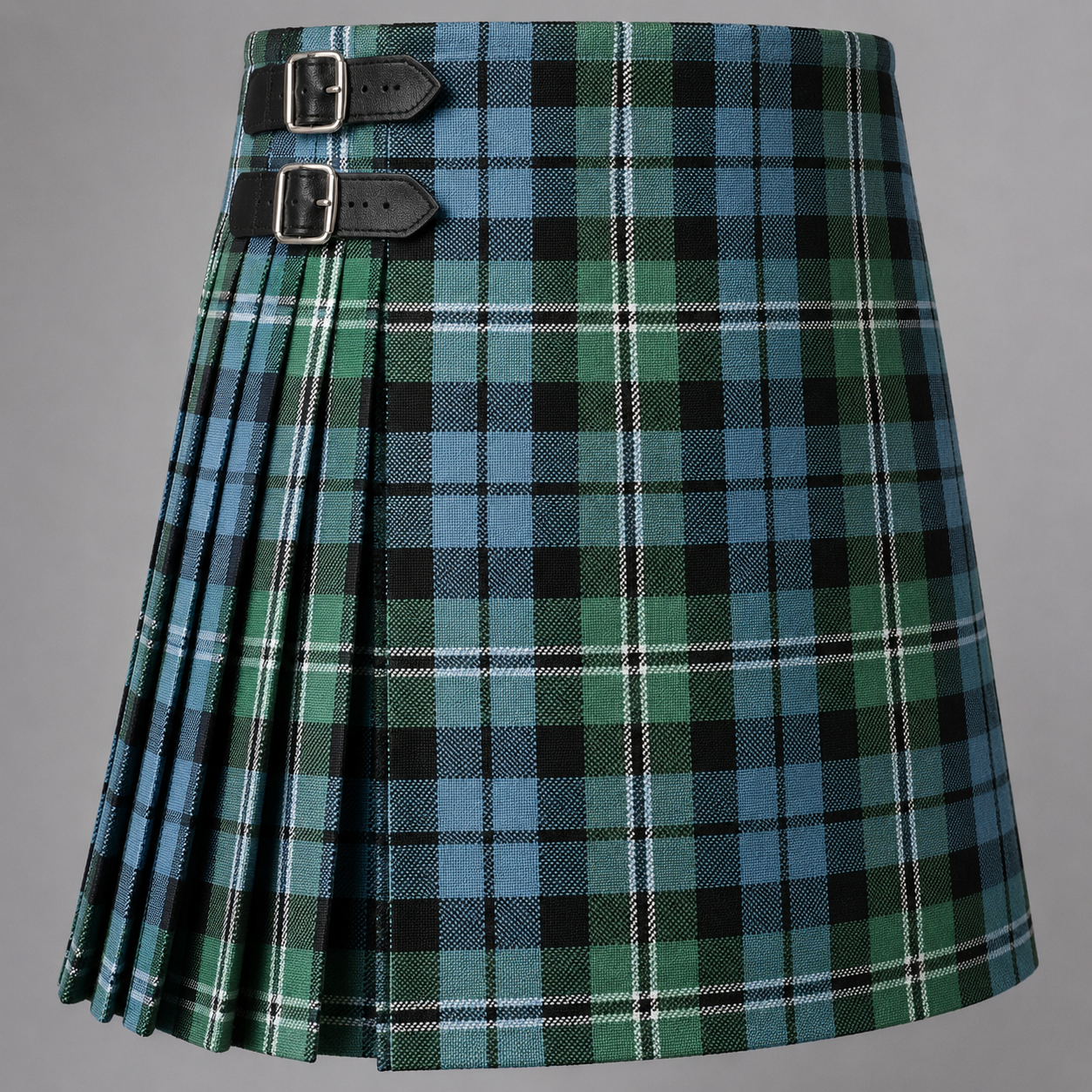 Melville Tartan Kilt featuring authentic Scottish clan tartan with traditional pleated Highland design