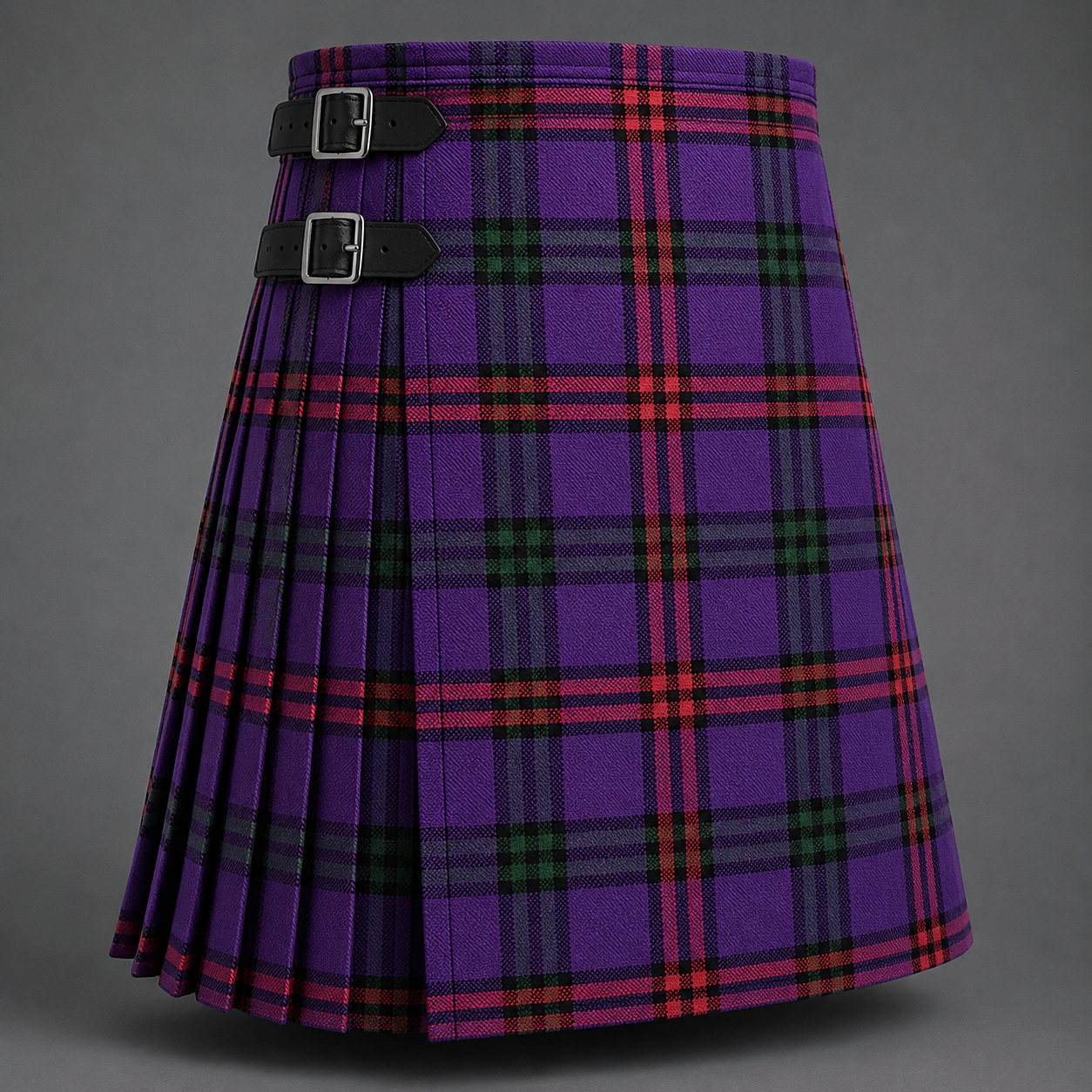 Montgomery Tartan Kilt featuring authentic Scottish clan tartan with traditional pleated Highland design