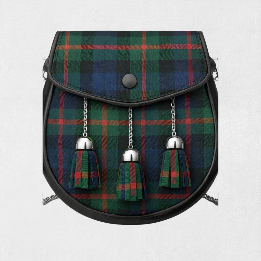 Murray of Atholl Modern tartan sporran with leather backing and traditional tassels for Scottish kilt outfits