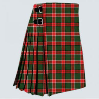 Pollock Tartan Kilt featuring authentic Scottish clan tartan with traditional pleated Highland design
