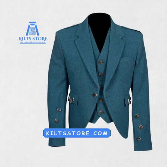 Front view of the Premium-Quality Custom-Made Scottish Argyle Jacket with Vest