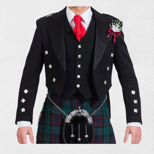 Front view of the Premium-Quality Custom-Made Traditional Prince Charlie Jacket with Five-Button Vest
