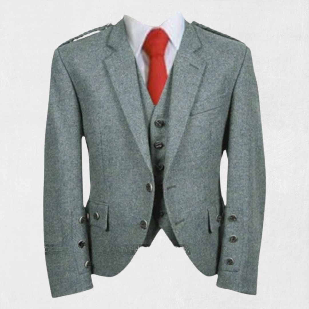 Front view of the Premium-Quality Custom-Made Scottish Argyle Jacket with Vest