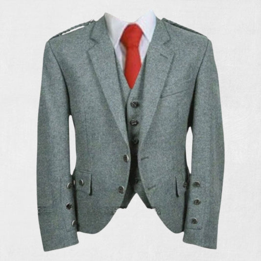 Front view of the Premium-Quality Custom-Made Scottish Argyle Jacket with Vest
