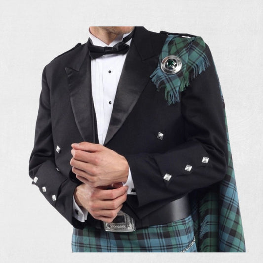 Front view of the Premium-Quality Custom-Made Scottish Prince Charlie Jacket with Vest
