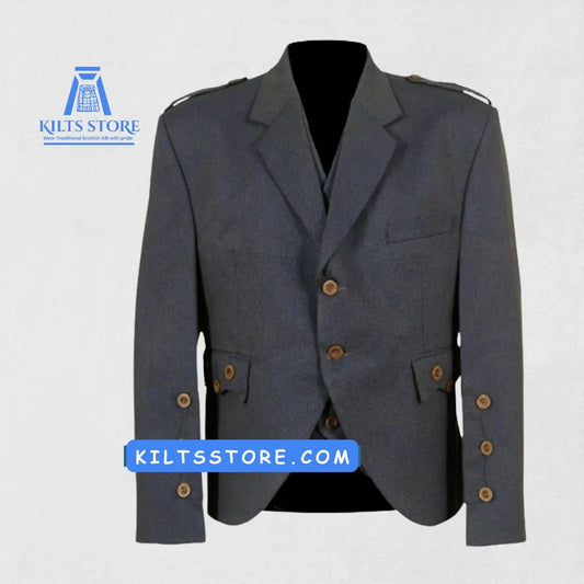 Front view of the Premium-Quality Custom-Made Scottish Tweed Wool Argyle Jacket


