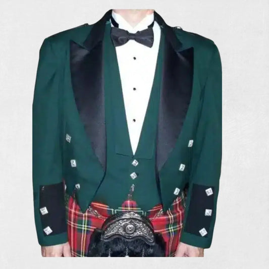Front view of the Premium-Quality Green Prince Charlie Jacket