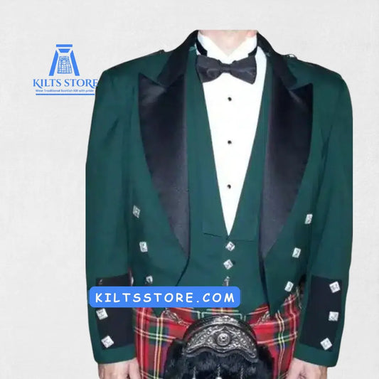 Front view of the Premium-Quality Green Prince Charlie Jacket