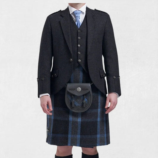 Front view of the Premium-Quality Hand-Made Black Argyle Jacket