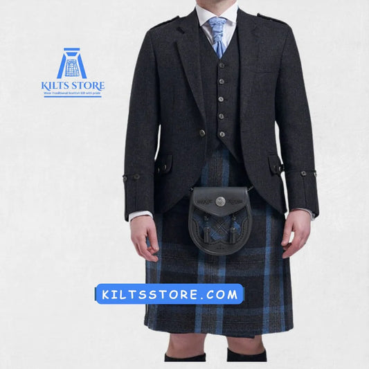 Front view of the Premium-Quality Hand-Made Black Argyle Jacket