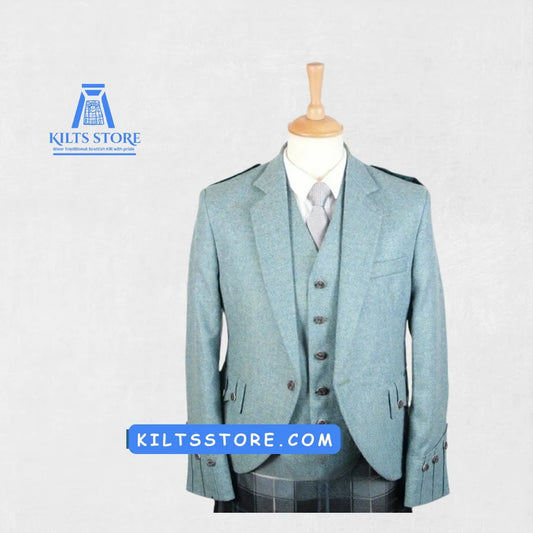 Front view of the Premium Hand-Made Scottish Argyle Jacket showcasing its classic pattern and sophisticated design.