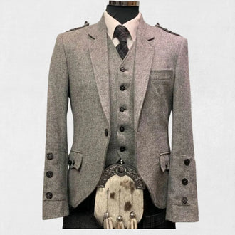 Front view of the Premium Hand-Made Scottish Argyle Jacket showcasing its classic pattern and sophisticated design.