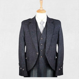 Front view of a Premium Handmade Scottish Charcoal Grey Argyle Jacket showcasing its elegant design and sophisticated argyle pattern.