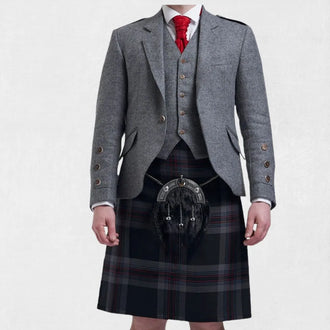 Front view of the Premium Handmade Scottish Grey Argyle Jacket, showcasing its elegant grey hue and timeless argyle design made from luxurious wool.