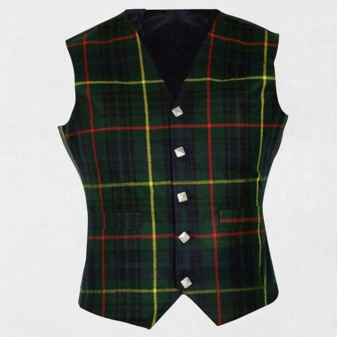  Front view of premium hand-made Scottish Hunting Stewart tartan waistcoat