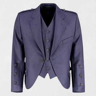 Front view of the Premium Quality Hand-Made Scottish Tweed Wool Argyle Jacket with Vest, showcasing the elegant Argyle pattern, tailored fit, and refined design.