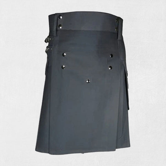 Front view of the Premium Quality Hand-Made Scottish Utility Kilt, showcasing its sleek design, spacious pockets, and durable fabric.
