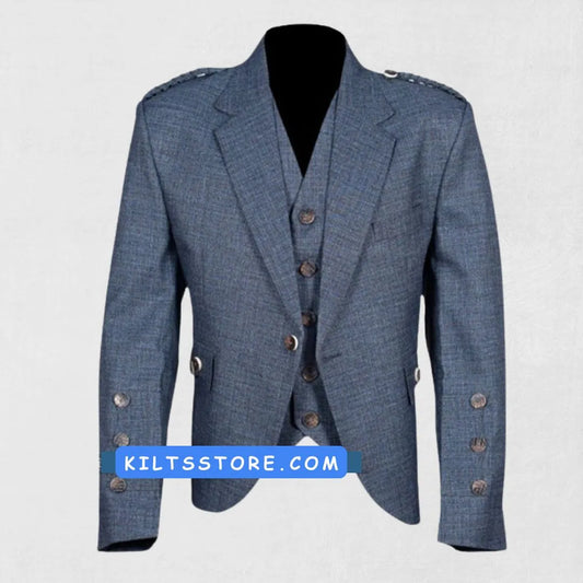 Front view of the Premium Quality Hand-Made Traditional Scottish Argyle Jacket with Vest, showcasing its classic Argyle pattern, tailored fit, and refined design.

