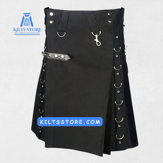 Premium-Quality-Hand-Made-Traditional-Scottish-Black-Modern-Hybrid-Kilt