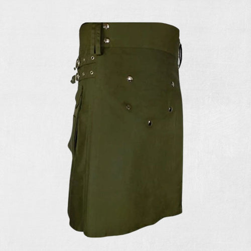 Olive green utility kilt