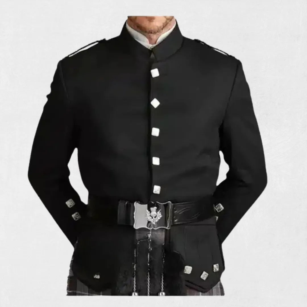 Front view of the Premium Quality Kenmore Doublet, highlighting its intricate button detailing and traditional tailored design.