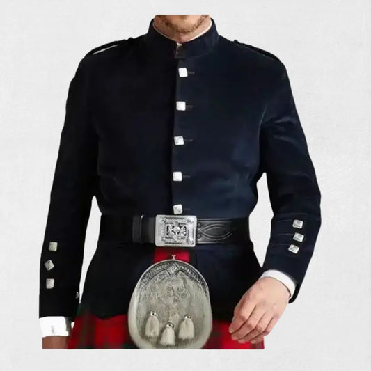 Front view of the Premium Quality Kenmore Military Doublet Jacket, showcasing its intricate button detailing, tailored fit, and military-inspired design.
