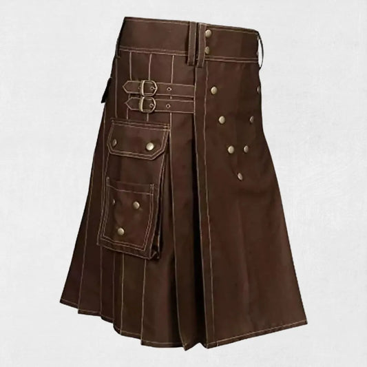 Side View of Modern Utility Kilt with Pockets
