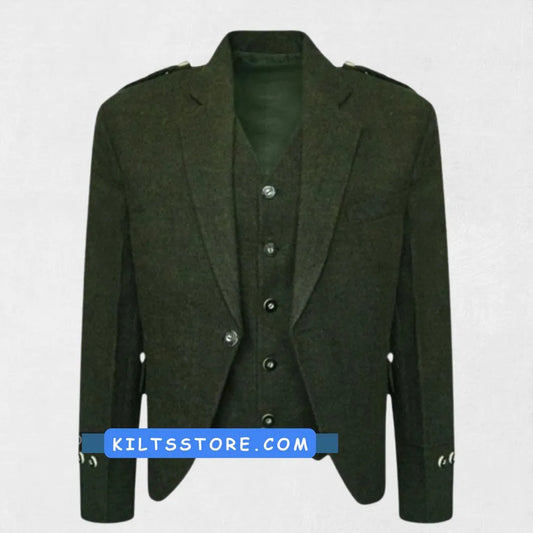 Tailored green Argyll kilt jacket – formal Highland wear by Kilts Store
