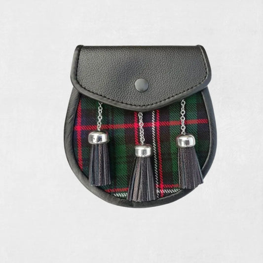 Premium Scottish Tartan Kilt Sporran with leather pouch and chain strap.