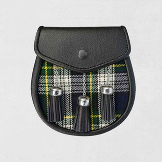 Premium Traditional Scottish Tartan Kilt Sporran with leather pouch and chain strap.