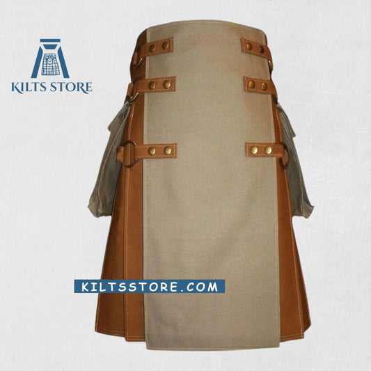 "Premium Quality Custom Made Fashion Utility Kilt – Front Angle"
